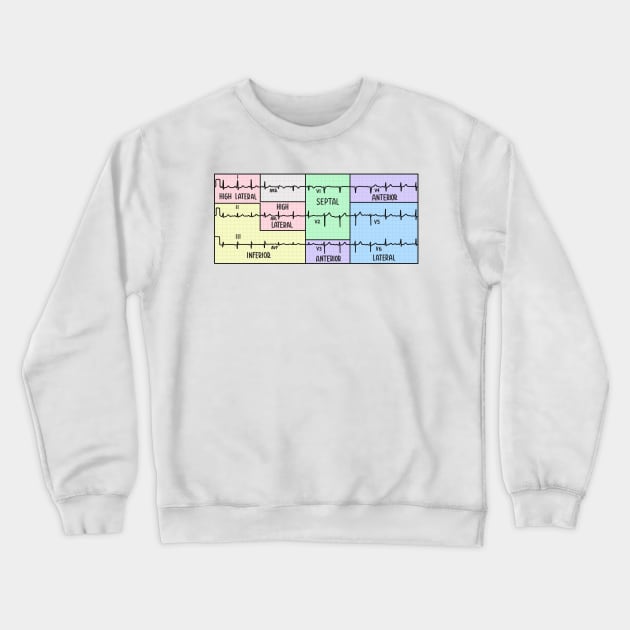 Hand Drawn Electrocardiogram (ECG) Pastel Crewneck Sweatshirt by Sofia Sava